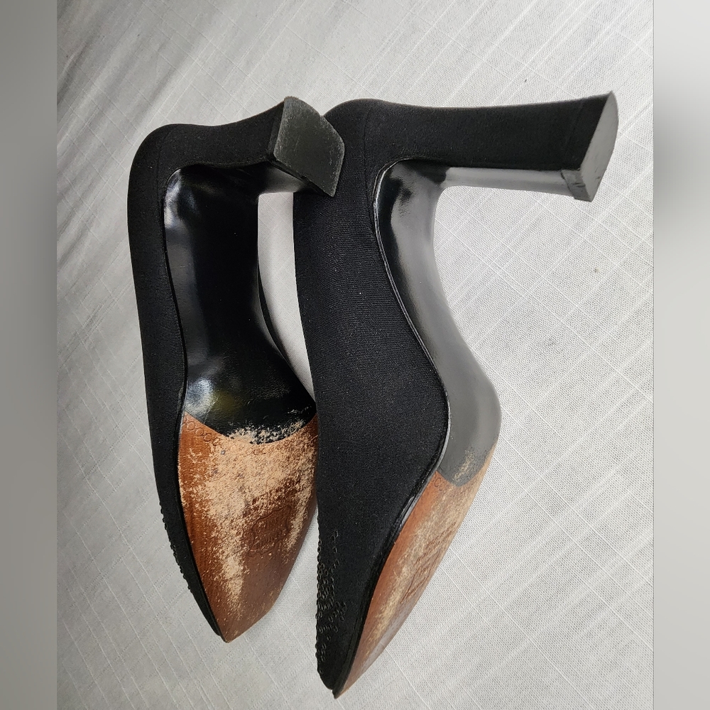 Stuart Weitzman Black Satin Crystal Pump Size 6 - Picture 7 of 9